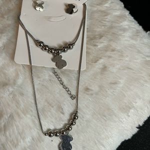 Tous stainless steel bracelet chain and earrings
